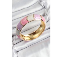 Mineli Pirinç Pembe Mor Beyaz Renk Motif Desenli Kadın Kelepçe - TJ-BB7195