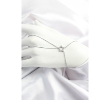 Pirinç Gümüş Renk Zirkon Taşlı Yıldız Model Şahmeran - TJ-SN677