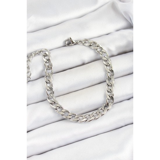 316L Çelik Gümüş Renk Kalın Zincir Erkek Bileklik - TJ-EB3731