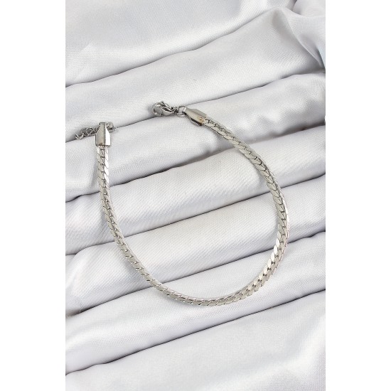 316L Çelik Gümüş Renk Ezme Zincir Erkek Bileklik - TJ-EB3732