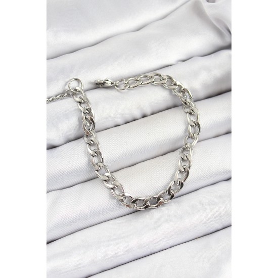 316L Çelik Gümüş Renk Kalın Zincir Erkek Bileklik - TJ-EB3736