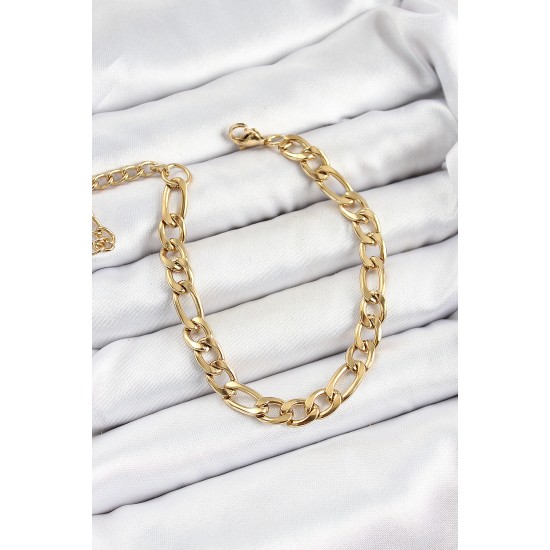 316L Çelik Gold Renk Kalın Zincir Erkek Bileklik - TJ-EB3737