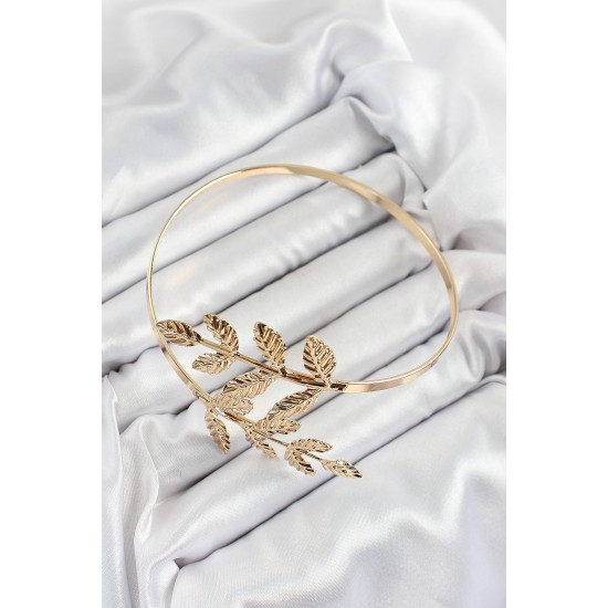 Pirinç Yaprak Model Gold Renk Kadın Pazu Bileklik - TJ-BB7200