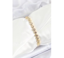 Pirinç Yonca Model Zirkon Taşlı Gold Renk VİP Seri Kadın Bileklik - TJ-BB7201