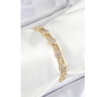 Pirinç Greg Model Zirkon Taşlı Gold Renk VİP Seri Kadın Bileklik - TJ-BB7203