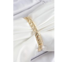 Pirinç Sıralı Ok Model Zirkon Taşlı Gold Renk VİP Seri Kadın Bileklik - TJ-BB7206