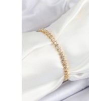 Pirinç Sıralı Çit Model Zirkon Taşlı Gold Renk VİP Seri Kadın Bileklik - TJ-BB7207