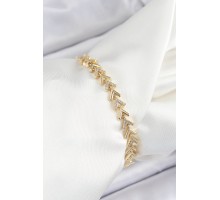 Pirinç Sıralı Ok Model Zirkon Taşlı Gold Renk VİP Seri Kadın Bileklik - TJ-BB7209