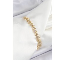 Pirinç Sıralı Ok Model Zirkon Taşlı Gold Renk VİP Seri Kadın Bileklik - TJ-BB7209