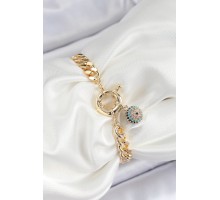Pirinç Nazar Model Zirkon Taşlı Gold Renk VİP Seri Kadın Bileklik - TJ-BB7210
