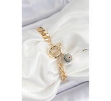 Pirinç Nazar Model Zirkon Taşlı Gold Renk VİP Seri Kadın Bileklik TJ-BB7210