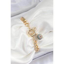Pirinç Nazar Model Zirkon Taşlı Gold Renk VİP Seri Kadın Bileklik TJ-BB7210