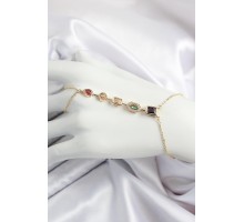 Pirinç  Renkli Zirkon Taşlı Y Model Gold Renk Kadın Şahmeran - TJ-SN679