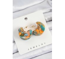 Pirinç Mermer Desenli Vintage Yarım Halka Model Gold Renk Kadın Küpe - TJ-BKP10765