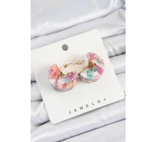 Pirinç Mermer Desenli Vintage Yarım Halka Model Gold Renk Kadın Küpe - TJ-BKP10763