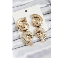 Pirinç Sarmal Sallantılı Deniz Kabuğu Vintage Model Gold Renk Küpe - TJ-BKP10769