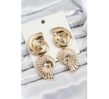Pirinç Sarmal Sallantılı Deniz Kabuğu Vintage Model Gold Renk Küpe - TJ-BKP10771
