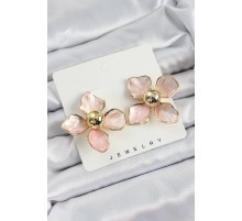 Pirinç Pembe Çiçek Vintage Model Gold Renk Kadın Küpe - TJ-BKP10774