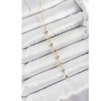 Pirinç Renkli Zirkon Taşlı Y Model Gold Renk Kadın Kolye - TJ-BKO10306