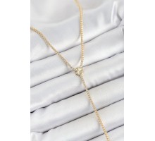 Pirinç Zirkon Taşlı Yonca Figürlü Y Model Gold Renk Kadın Kolye - TJ-BKO10307