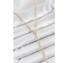 Pirinç Zirkon Taşlı Yonca Figürlü Y Model Gold Renk Kadın Kolye - TJ-BKO10307