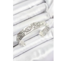 Pirinç Zirkon Taşlı Göz Model Gümüş Renk Altı Açık Kadın Bileklik - TJ-BB7215