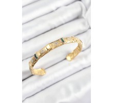 Pirinç Karışık Zirkon Taşlı Çiçek Model Gold Renk Altı Açık Kadın Bileklik - TJ-BB7216