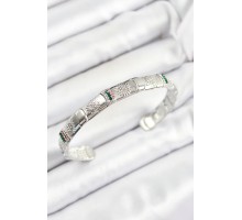 Pirinç Karışık Zirkon Taşlı Çiçek Model Gümüş Renk Altı Açık Kadın Bileklik - TJ-BB7217