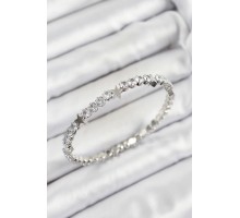 Pirinç Zirkon Taşlı Yıldız Model Gümüş Renk Yaylı Kadın Bileklik - TJ-BB7218