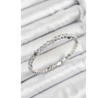 Pirinç Zirkon Taşlı Yıldız Model Gümüş Renk Yaylı Kadın Bileklik - TJ-BB7218