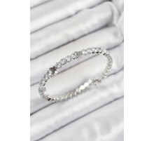 Pirinç Zirkon Taşlı Kalp Model Gümüş Renk Yaylı Kadın Bileklik - TJ-BB7220