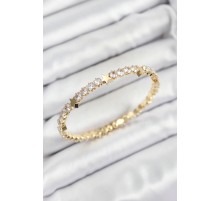 Pirinç Zirkon Taşlı Yıldız Model Gold Renk Yaylı Kadın Bileklik - TJ-BB7221