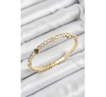 Pirinç Zirkon Taşlı Kalp Model Gold Renk Yaylı Kadın Bileklik - TJ-BB7222