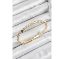 Pirinç Zirkon Taşlı Kalp Model Gold Renk Yaylı Kadın Bileklik - TJ-BB7222