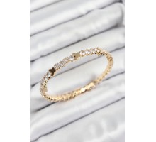 Pirinç Zirkon Taşlı Kelebek Model Gold Renk Yaylı Kadın Bileklik - TJ-BB7223