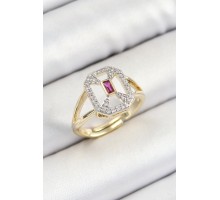 Pirinç Zirkon Taşlı Baget Model Gold Renk Kadın Yüzük - TJ-BYK3795
