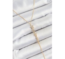 Pirinç Zirkon Taşlı Sıralı Yıldız Figürlü Y Model Gold Renk Kadın Kolye - TJ-BKO10314