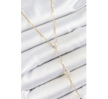 Pirinç Zirkon Taşlı Sıralı Kelebek Figürlü Y Model Gold Renk Kadın Kolye - TJ-BKO10318