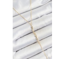 Pirinç Zirkon Taşlı Sıralı Yıldız Figürlü Y Model Gold Renk Kadın Kolye - TJ-BKO10322