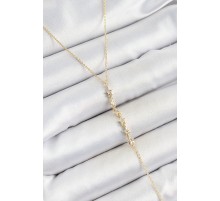 Pirinç Zirkon Taşlı Sıralı Yıldız Figürlü Y Model Gold Renk Kadın Kolye - TJ-BKO10322