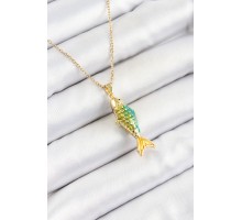 316L Çelik Zincir Karışık Renk Balık Model Gold Kadın Kolye - TJ-BKO10327