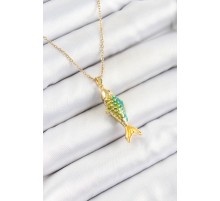 316L Çelik Zincir Karışık Renk Balık Model Gold Kadın Kolye - TJ-BKO10327