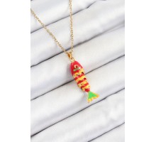 316L Çelik Zincir Karışık Renk Balık Model Gold Kadın Kolye - TJ-BKO10328