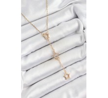 316L Çelik Zirkon Taşlı Yıldız Figürlü Y Model Gold Renk Kadın Kolye - TJ-BKO10329