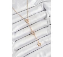 316L Çelik Zirkon Taşlı Yıldız Figürlü Y Model Gold Renk Kadın Kolye - TJ-BKO10329