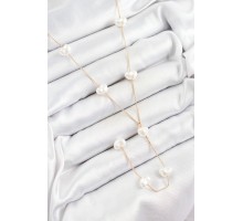 316L Çelik İncili Kalp Figürlü Y Model Gold Renk Kadın Kolye - TJ-BKO10335