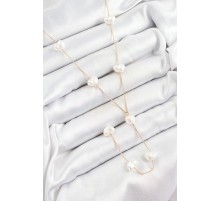 316L Çelik İncili Kalp Figürlü Y Model Gold Renk Kadın Kolye - TJ-BKO10335