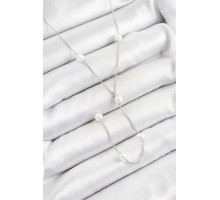 316L Çelik İnci Figürlü Y Model Gümüş Renk Kadın Kolye - TJ-BKO10337