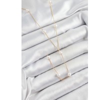 316L Çelik İnci Figürlü Y Model Gold Renk Kadın Kolye - TJ-BKO10340