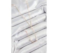 316L Çelik İnci Figürlü Y Model Gold Renk Kadın Kolye - TJ-BKO10340